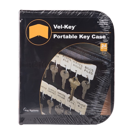 Key Systems Vel-Key Portable Key Tags Zipper Case, PK24 101